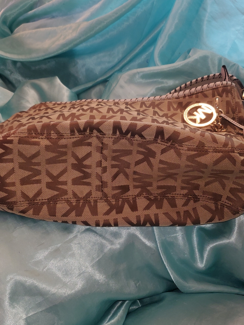 Michael Kors Brown Logo Tote with Gold Charm - Picture 8 of 8